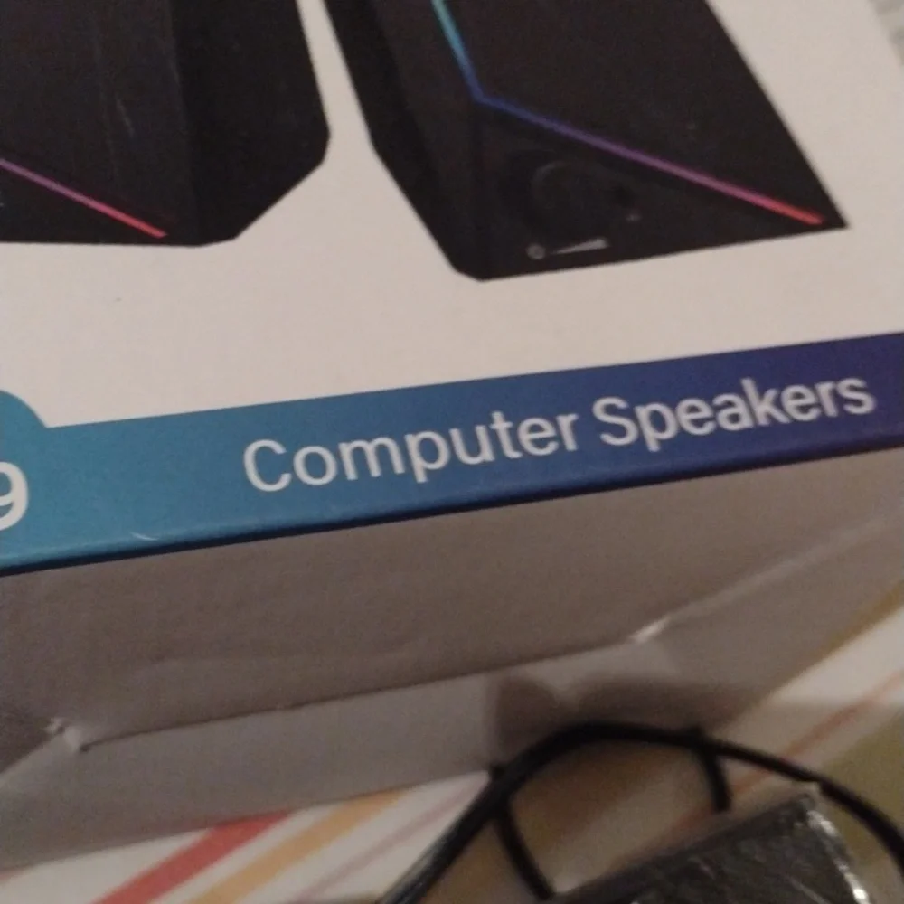 Computer speakers with touch lights.